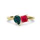 1 - Zoya Pear Shape London Blue Topaz & Princess Shape Lab Created Ruby 2 Stone Duo Ring 