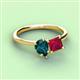 3 - Zoya Pear Shape London Blue Topaz & Princess Shape Lab Created Ruby 2 Stone Duo Ring 