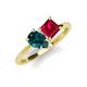 4 - Zoya Pear Shape London Blue Topaz & Princess Shape Lab Created Ruby 2 Stone Duo Ring 