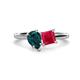 1 - Zoya Pear Shape London Blue Topaz & Princess Shape Lab Created Ruby 2 Stone Duo Ring 