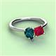 3 - Zoya Pear Shape London Blue Topaz & Princess Shape Lab Created Ruby 2 Stone Duo Ring 