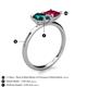 5 - Zoya Pear Shape London Blue Topaz & Princess Shape Lab Created Ruby 2 Stone Duo Ring 