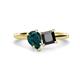 1 - Zoya Pear Shape London Blue Topaz & Princess Shape Black Diamond 2 Stone Duo Ring 