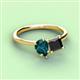 3 - Zoya Pear Shape London Blue Topaz & Princess Shape Black Diamond 2 Stone Duo Ring 