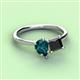 3 - Zoya Pear Shape London Blue Topaz & Princess Shape Black Diamond 2 Stone Duo Ring 