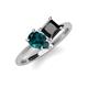 4 - Zoya Pear Shape London Blue Topaz & Princess Shape Black Diamond 2 Stone Duo Ring 