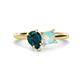 1 - Zoya Pear Shape London Blue Topaz & Princess Shape Lab Created Opal 2 Stone Duo Ring 
