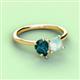 3 - Zoya Pear Shape London Blue Topaz & Princess Shape Lab Created Opal 2 Stone Duo Ring 