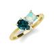 4 - Zoya Pear Shape London Blue Topaz & Princess Shape Lab Created Opal 2 Stone Duo Ring 