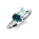 4 - Zoya Pear Shape London Blue Topaz & Princess Shape Lab Created Opal 2 Stone Duo Ring 