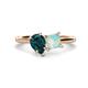 1 - Zoya Pear Shape London Blue Topaz & Princess Shape Lab Created Opal 2 Stone Duo Ring 