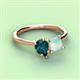 3 - Zoya Pear Shape London Blue Topaz & Princess Shape Lab Created Opal 2 Stone Duo Ring 