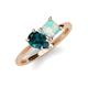 4 - Zoya Pear Shape London Blue Topaz & Princess Shape Lab Created Opal 2 Stone Duo Ring 