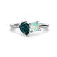 1 - Zoya Pear Shape London Blue Topaz & Princess Shape Lab Created Opal 2 Stone Duo Ring 