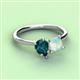 3 - Zoya Pear Shape London Blue Topaz & Princess Shape Lab Created Opal 2 Stone Duo Ring 