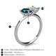 5 - Zoya Pear Shape London Blue Topaz & Princess Shape Lab Created Opal 2 Stone Duo Ring 