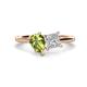 1 - Zoya Pear Shape Peridot & Princess Shape Certified Diamond 2 Stone Duo Ring 