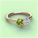 3 - Zoya Pear Shape Peridot & Princess Shape Certified Diamond 2 Stone Duo Ring 