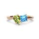 1 - Zoya Pear Shape Peridot & Princess Shape Blue Topaz 2 Stone Duo Ring 