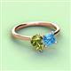 3 - Zoya Pear Shape Peridot & Princess Shape Blue Topaz 2 Stone Duo Ring 