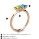5 - Zoya Pear Shape Peridot & Princess Shape Blue Topaz 2 Stone Duo Ring 