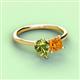 3 - Zoya Pear Shape Peridot & Princess Shape Citrine 2 Stone Duo Ring 