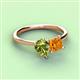 3 - Zoya Pear Shape Peridot & Princess Shape Citrine 2 Stone Duo Ring 