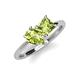 4 - Zoya Pear & Princess Shape Peridot 2 Stone Duo Ring 