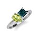 4 - Zoya Pear Shape Peridot & Princess Shape London Blue Topaz 2 Stone Duo Ring 