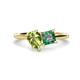 1 - Zoya Pear Shape Peridot & Princess Shape Lab Created Alexandrite 2 Stone Duo Ring 