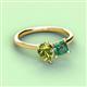3 - Zoya Pear Shape Peridot & Princess Shape Lab Created Alexandrite 2 Stone Duo Ring 