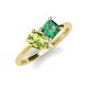 4 - Zoya Pear Shape Peridot & Princess Shape Lab Created Alexandrite 2 Stone Duo Ring 