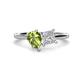 1 - Zoya Pear Shape Peridot & Princess Shape GIA Certified Diamond 2 Stone Duo Ring 