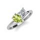4 - Zoya Pear Shape Peridot & Princess Shape GIA Certified Diamond 2 Stone Duo Ring 