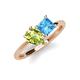 4 - Zoya Pear Shape Peridot & Princess Shape Blue Topaz 2 Stone Duo Ring 
