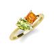 4 - Zoya Pear Shape Peridot & Princess Shape Citrine 2 Stone Duo Ring 