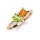 4 - Zoya Pear Shape Peridot & Princess Shape Citrine 2 Stone Duo Ring 