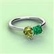 3 - Zoya Pear Shape Peridot & Princess Shape Lab Created Emerald 2 Stone Duo Ring 