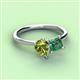 3 - Zoya Pear Shape Peridot & Princess Shape Lab Created Alexandrite 2 Stone Duo Ring 