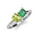 4 - Zoya Pear Shape Peridot & Princess Shape Lab Created Alexandrite 2 Stone Duo Ring 