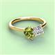3 - Zoya Pear Shape Peridot & Princess Shape Forever One Moissanite 2 Stone Duo Ring 