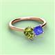 3 - Zoya Pear Shape Peridot & Princess Shape Tanzanite 2 Stone Duo Ring 