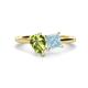 1 - Zoya Pear Shape Peridot & Princess Shape Aquamarine 2 Stone Duo Ring 