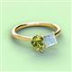 3 - Zoya Pear Shape Peridot & Princess Shape Aquamarine 2 Stone Duo Ring 