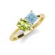 4 - Zoya Pear Shape Peridot & Princess Shape Aquamarine 2 Stone Duo Ring 