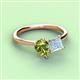 3 - Zoya Pear Shape Peridot & Princess Shape Aquamarine 2 Stone Duo Ring 