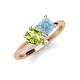 4 - Zoya Pear Shape Peridot & Princess Shape Aquamarine 2 Stone Duo Ring 