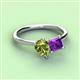 3 - Zoya Pear Shape Peridot & Princess Shape Amethyst 2 Stone Duo Ring 