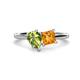 1 - Zoya Pear Shape Peridot & Princess Shape Citrine 2 Stone Duo Ring 