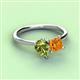 3 - Zoya Pear Shape Peridot & Princess Shape Citrine 2 Stone Duo Ring 